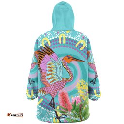 Australia Aboriginal Snug Hoodie - Brolga Bird Dancing With Australia Native Flowers V3 Snug Hoodie