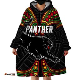 custom text and number panthers liquorice allsorts rugby aboriginal wearable blanket hoodie