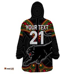 custom text and number panthers liquorice allsorts rugby aboriginal wearable blanket hoodie