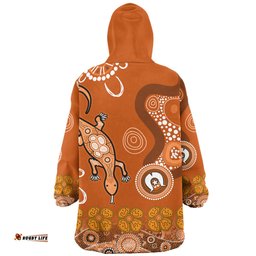 Australia Goanna Aboriginal Snug Hoodie - Indigenous Dot Goanna (Orange) Snug Hoodie