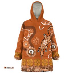 Australia Goanna Aboriginal Snug Hoodie - Indigenous Dot Goanna (Orange) Snug Hoodie