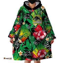 custom personalised panthers rugby wearable blanket hoodie fashion tropical jungle flowers