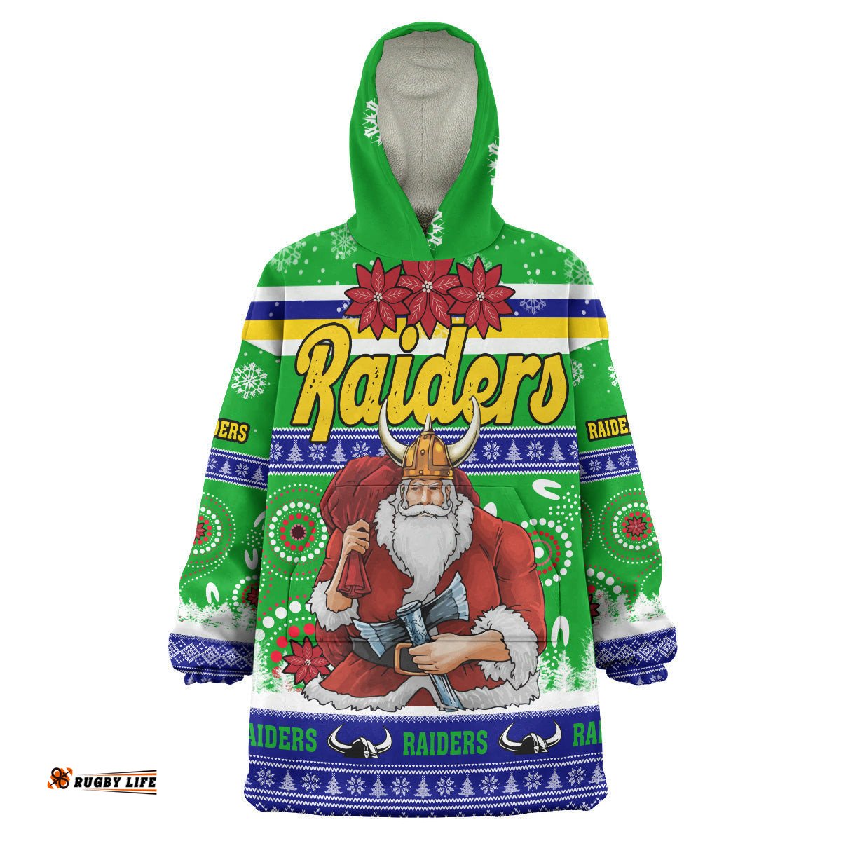 raiders rugby christmas snug hoodie custom raiders ugly christmas and aboriginal patterns wearable blanket hoodie