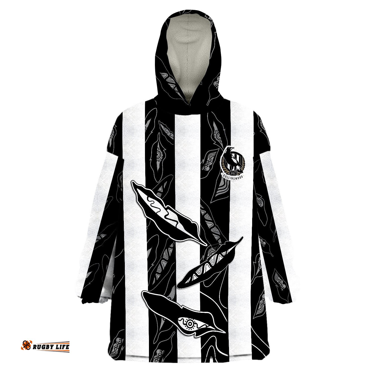 collingwood magpies indigenous guernsey no2 version wearable blanket hoodie