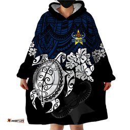 custom cowboys rugby wearable blanket hoodie hibiscus and turtle with polynesian pattern