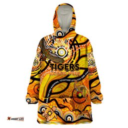 custom naidoc week 2024 tiger wearable blanket hoodie aboriginal animals keep the fire burning dt02
