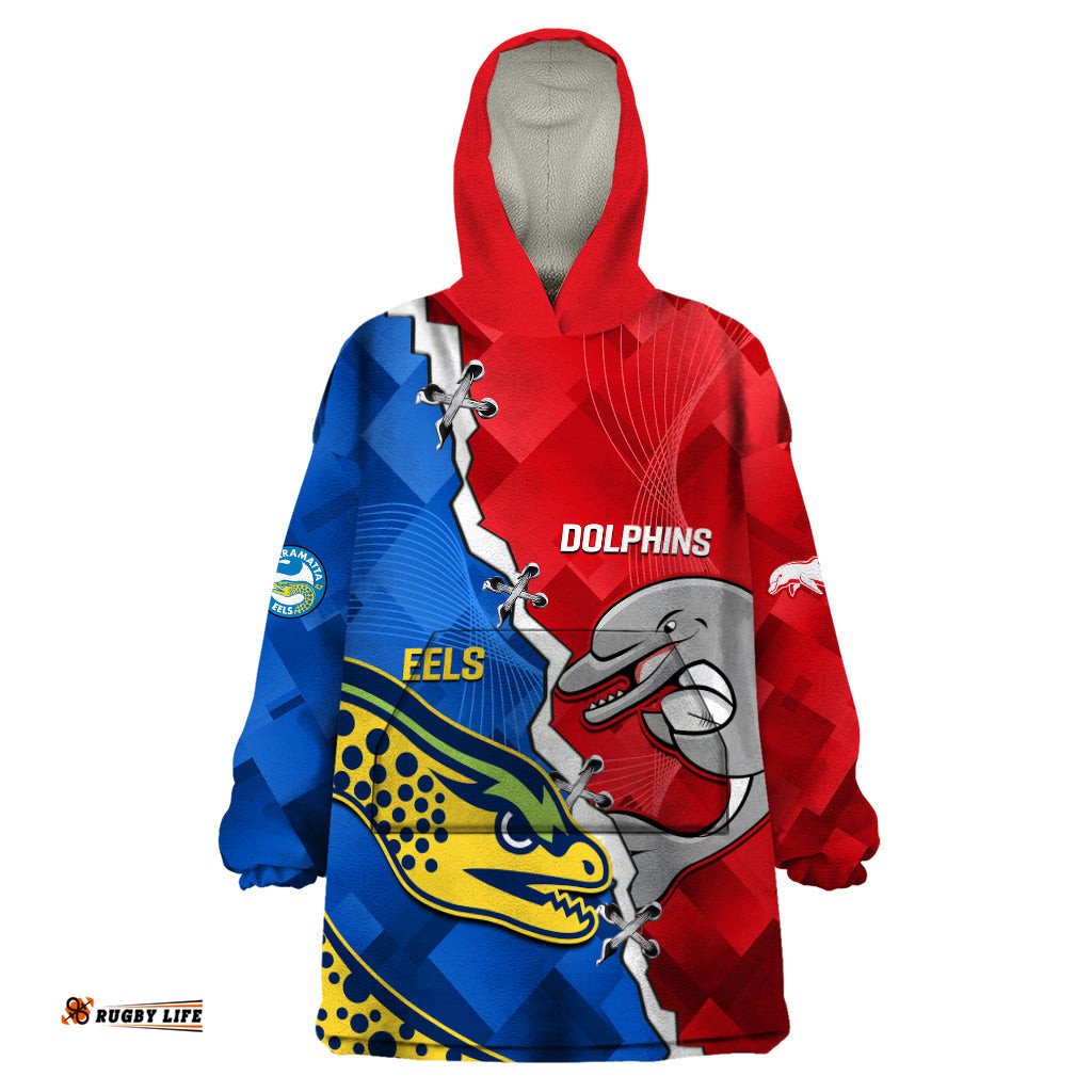 dolphins mix eels rugby wearable blanket hoodie sporty style