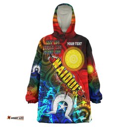 Australia Naidoc Week Snug Hoodie- Custom Naidoc Aboriginal Inspired Dot Art Painting With Hunting "Get up, Stand up, Show up," Oodie Blanket