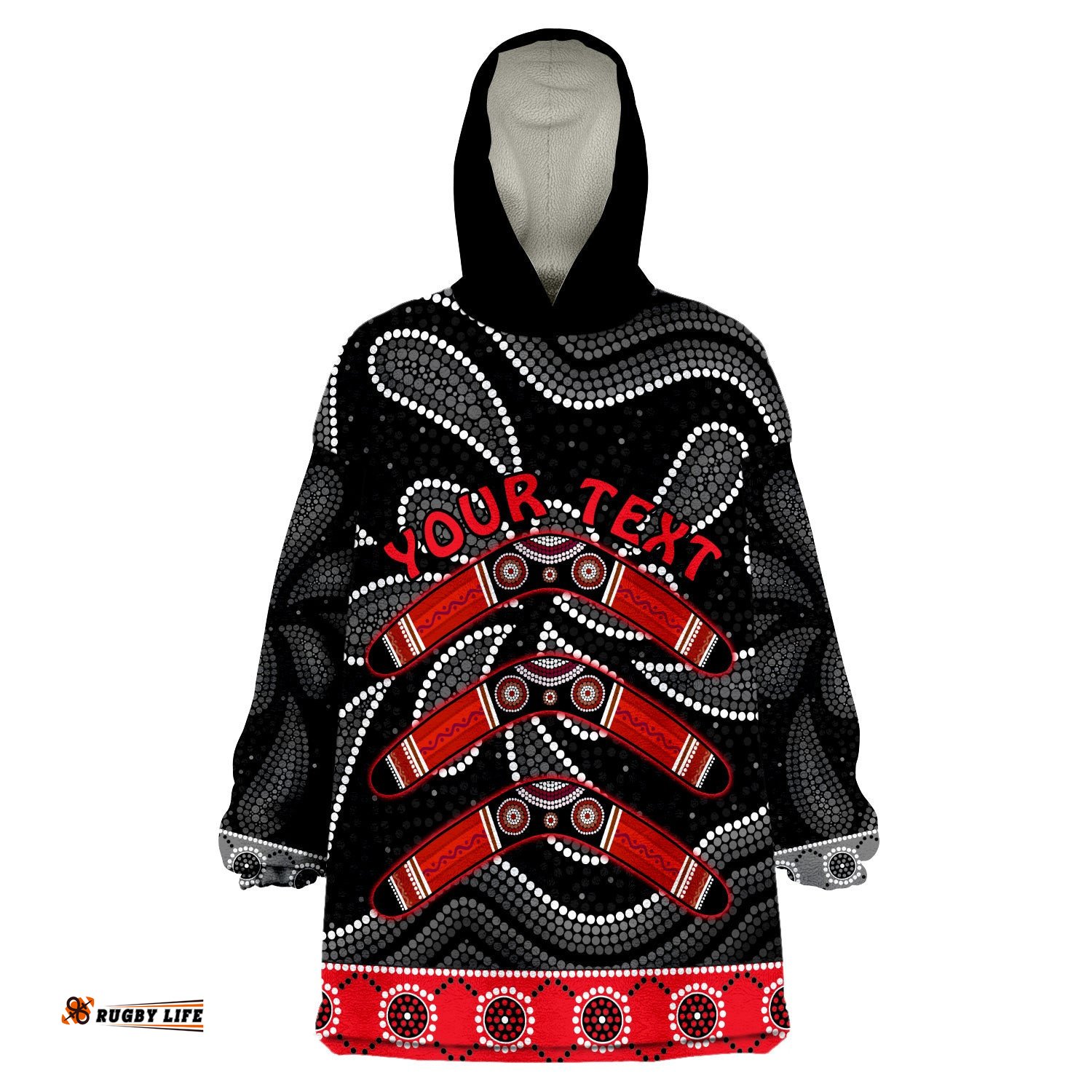 custom personalised aboriginal boomerang kangaroo australia wearable blanket hoodie