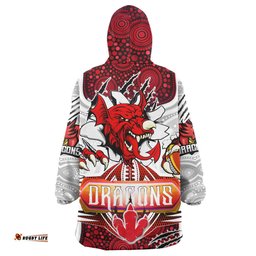 st george aboriginal rugby snug hoodie custom indigenous super dragons scratch style oodie blanket