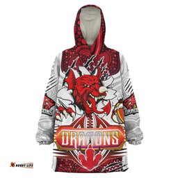 st george aboriginal rugby snug hoodie custom indigenous super dragons scratch style oodie blanket