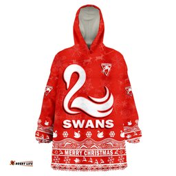 custom personalised and number sydney swans unique winter season swans merry christmas wearable blanket hoodie