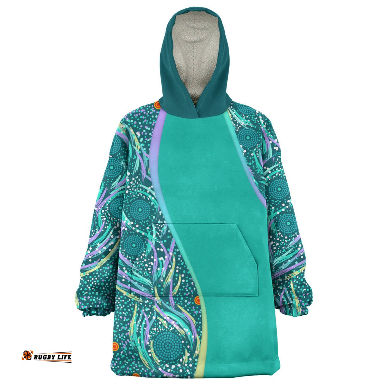 Australia Aboriginal Custom Snug Hoodie - Turquoise Dot Dreamtime Snug Hoodie