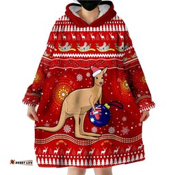 australia christmas aboriginal kangaroo wearable blanket hoodie
