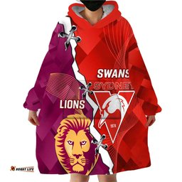 custom swans and lions football wearable blanket hoodie 2024 go champions final dynamic version