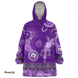Australia Goanna Aboriginal Snug Hoodie - Indigenous Dot Goanna (Purple) Snug Hoodie