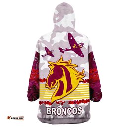custom personalised broncos anzac day aboriginal lest we forget version 02 wearable blanket hoodie