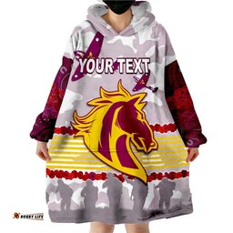 custom personalised broncos anzac day aboriginal lest we forget version 02 wearable blanket hoodie