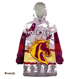 custom personalised broncos anzac day aboriginal lest we forget version 02 wearable blanket hoodie