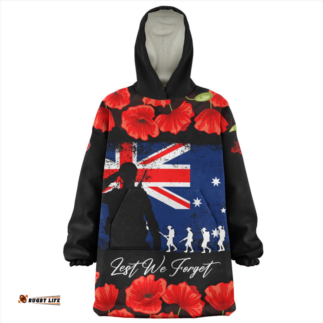 Australia Snug Hoodie Anzac Day Lest We Forget Grunge Flag