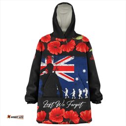 Australia Snug Hoodie Anzac Day Lest We Forget Grunge Flag