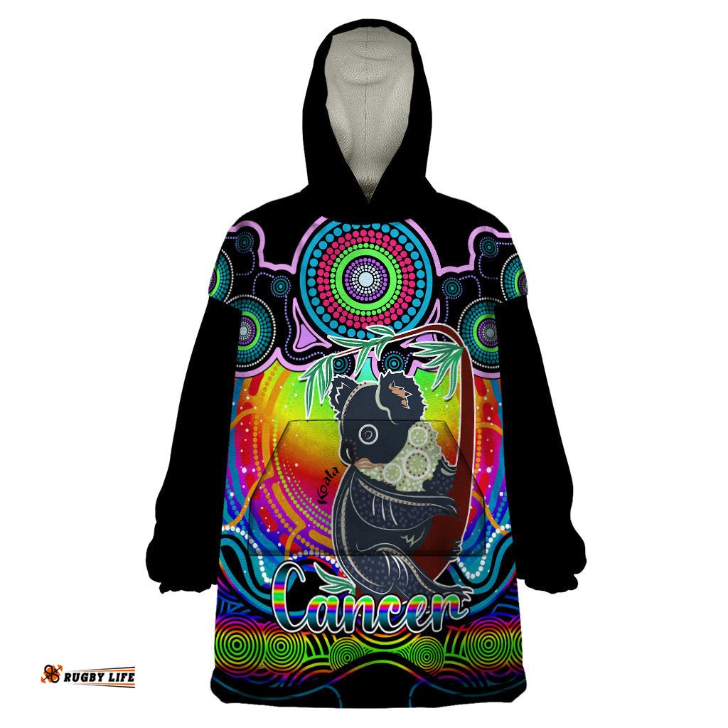 personalised australia cancer koala zodiac wearable blanket hoodie auz astrology aboriginal rainbow