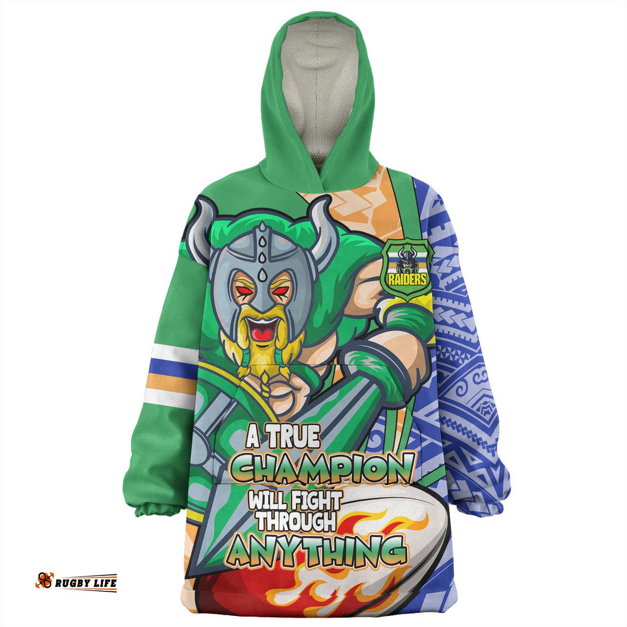 Canberra Raiders Grand Final Snug Hoodie - A True Champion Will Fight Through Anything With Polynesian Patterns