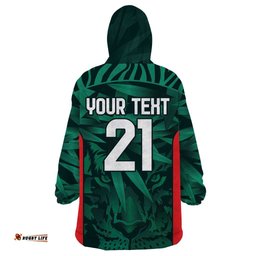 royal bengal tiger bangladesh cricket custom wearable blanket hoodie the red and green version