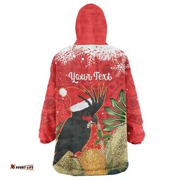 personalised palm cockatoo australia christmas wearable blanket hoodie merry chrissie banksia flowers