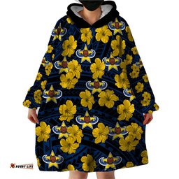 cowboys rugby wearable blanket hoodie polynesian style with hibiscus