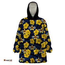 cowboys rugby wearable blanket hoodie polynesian style with hibiscus