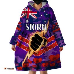 storm rugby anzac wearable blanket hoodie lest we forget
