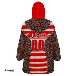 nrl dolphins wearable blanket hoodie mix dot aboriginal