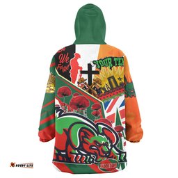 rabbitohs rugby snug hoodie custom remembrance rabbitohs anzac quote with poppy and rosemary wearable blanket hoodie