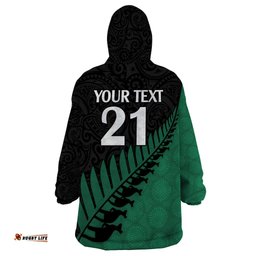 custom australia wallabies and aotearoa rugby wearable blanket hoodie kangaroo black fern maori green vibe