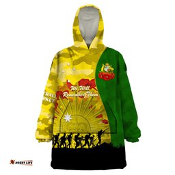 australia cricket anzac day 2024 wearable blanket hoodie australian army camouflage with poppies