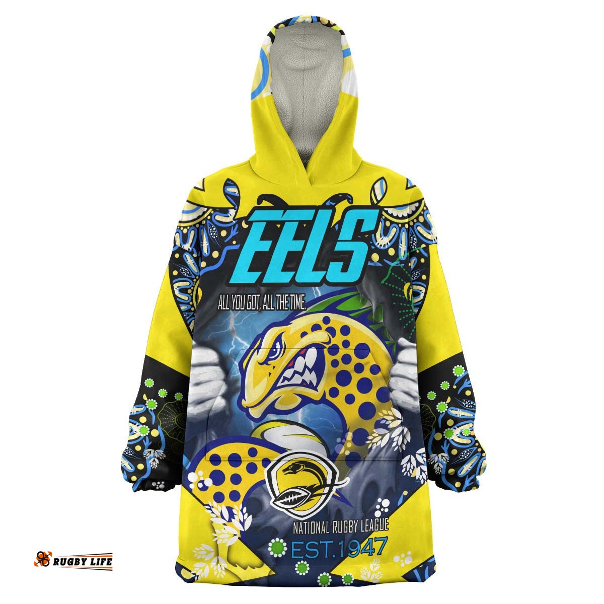 eels rugby snug hoodie custom personalised eels all you got all the time aboriginal player and number oodie blanket