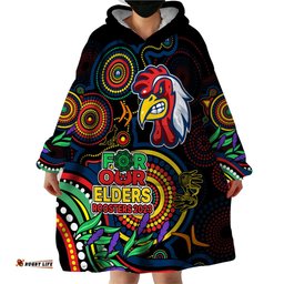 custom roosters rugby aboriginal art wearable blanket hoodie naidoc indigenous tribal