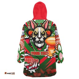 rabbitohs premierships rugby snug hoodie custom go rabbitohs champion claw scratch aboriginal culture oodie blanket