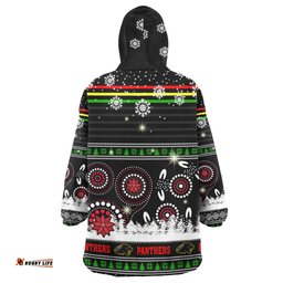 panthers rugby christmas snug hoodie custom panthers ugly christmas and aboriginal patterns wearable blanket hoodie