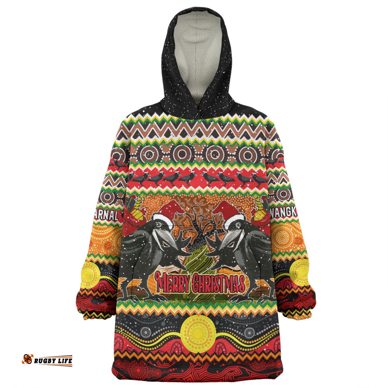 Australia Christmas Aboriginal Custom Snug Hoodie - Aboriginal Dreamtime Wangkarnal Crows Snug Hoodie