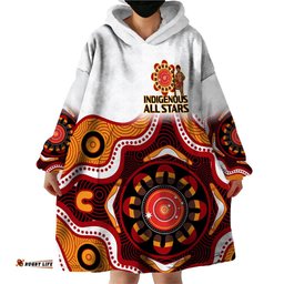 australia indigenous rugby wearable blanket hoodie all stars aborigine dreamtime white version