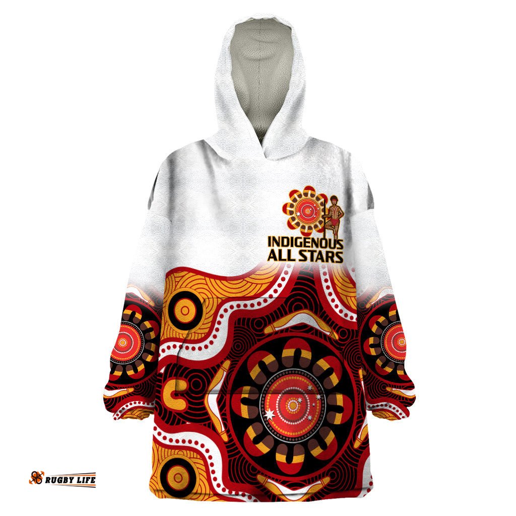 australia indigenous rugby wearable blanket hoodie all stars aborigine dreamtime white version