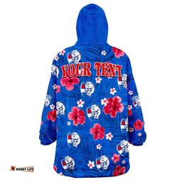 custom personalised bulldogs football western premiers tropical flowers simple wearable blanket hoodie