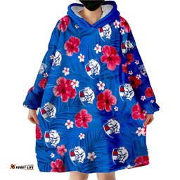 custom personalised bulldogs football western premiers tropical flowers simple wearable blanket hoodie