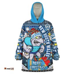 Cockroaches Christmas Snug Hoodie - Custom NSW Go Blues Cockroaches Aboriginal Inspired With Snowflake Oodie Blanket