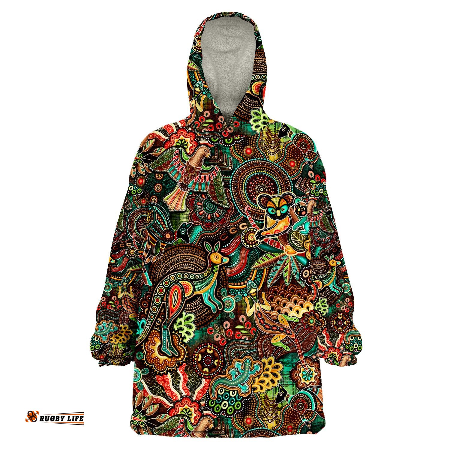 custom personalised aussie animal aboriginal art special ver01 wearable blanket hoodie