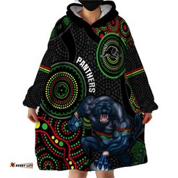 custom nrl panthers wearable blanket hoodie indigenous penrith dynamic black version