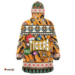 tigers rugby christmas snug hoodie custom xmas tigers christmas balls snowflake with aboriginal patterns wearable blanket hoodie