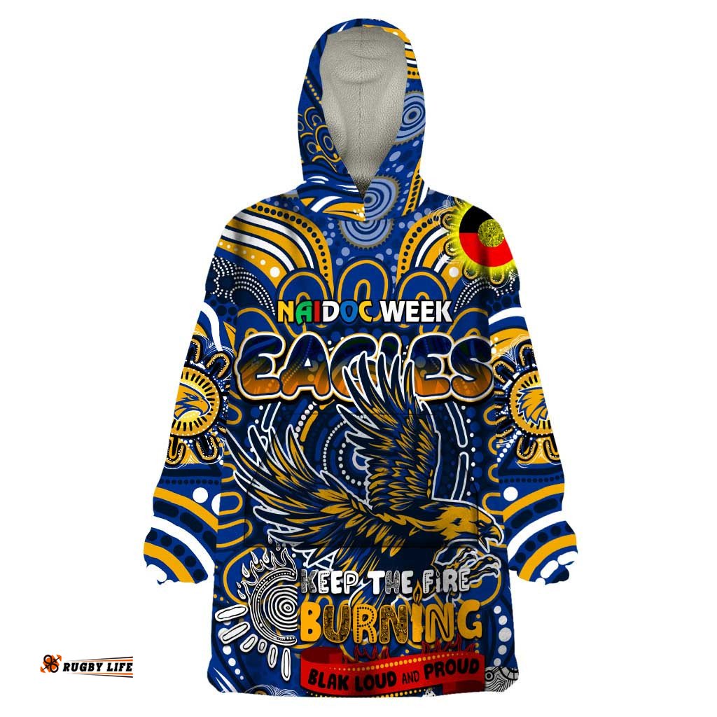 custom west coast eagles naidoc week 2024 wearable blanket hoodie mascot football dt02
